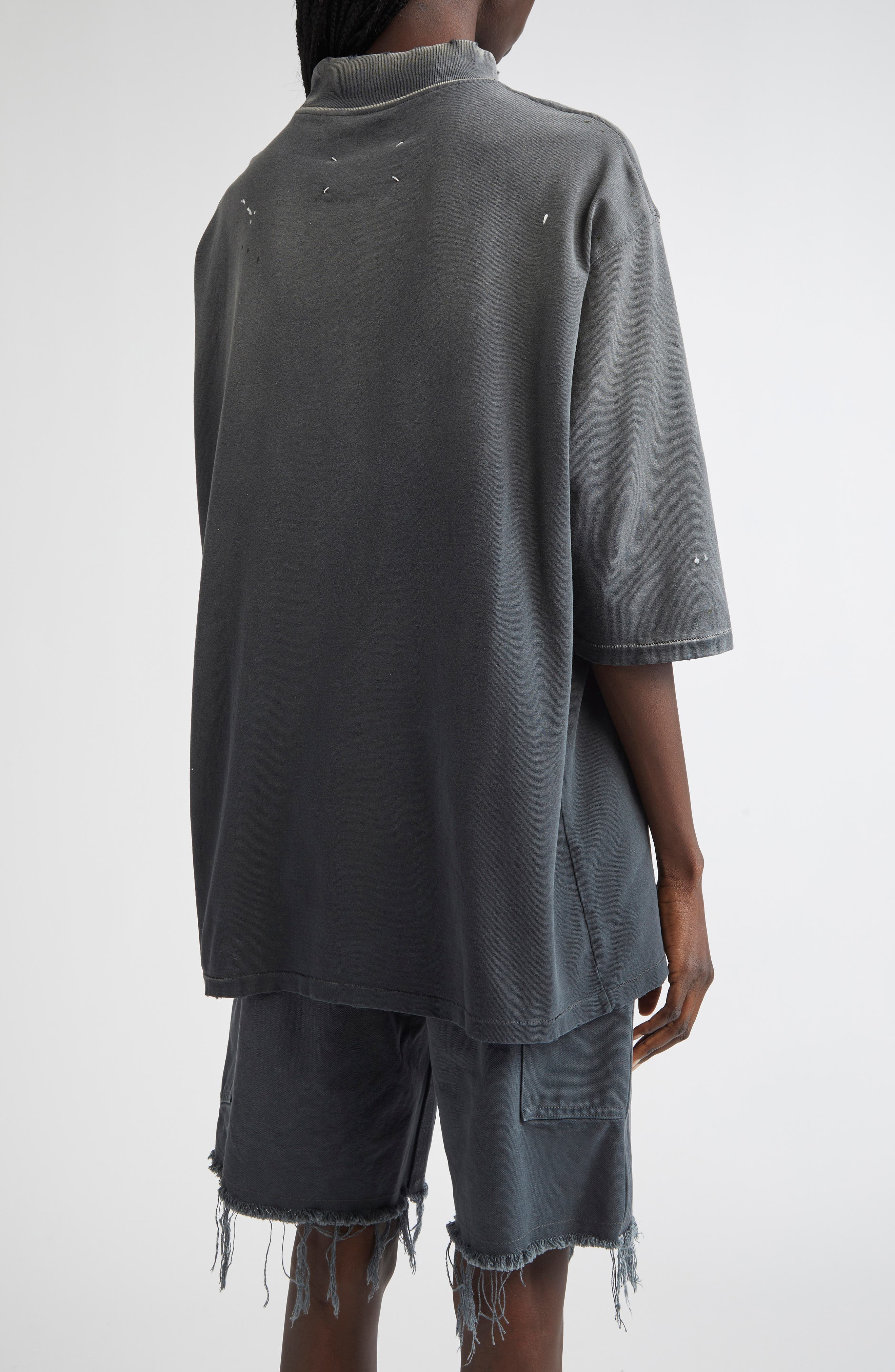 Maison Margiela Graffiti Logo Paint Splattered Pocket T-Shirt in Washed Black at Nordstrom - 3