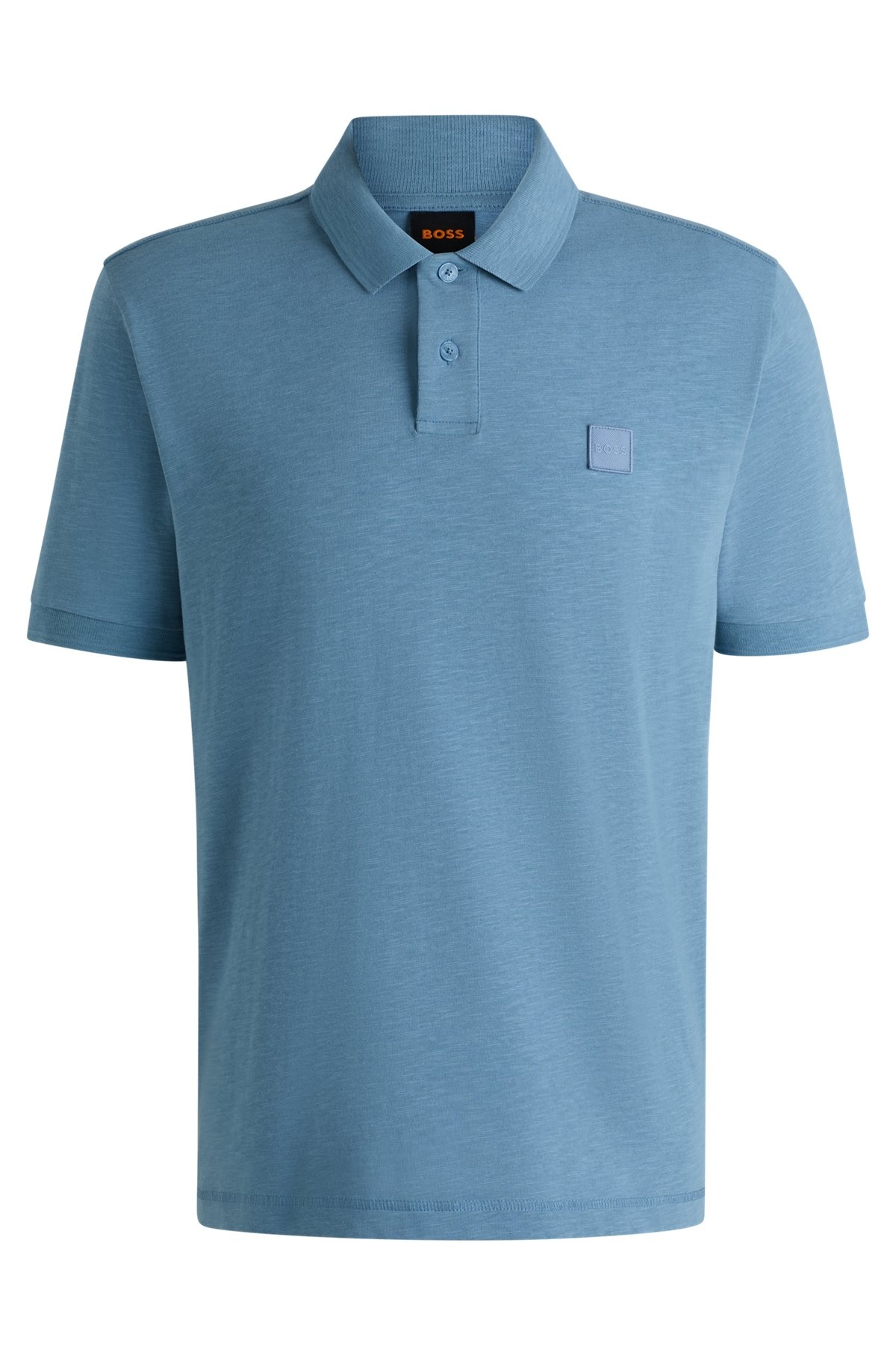 SLUB COTTON-LINEN POLO SHIRT WITH LOGO BADGE - 1