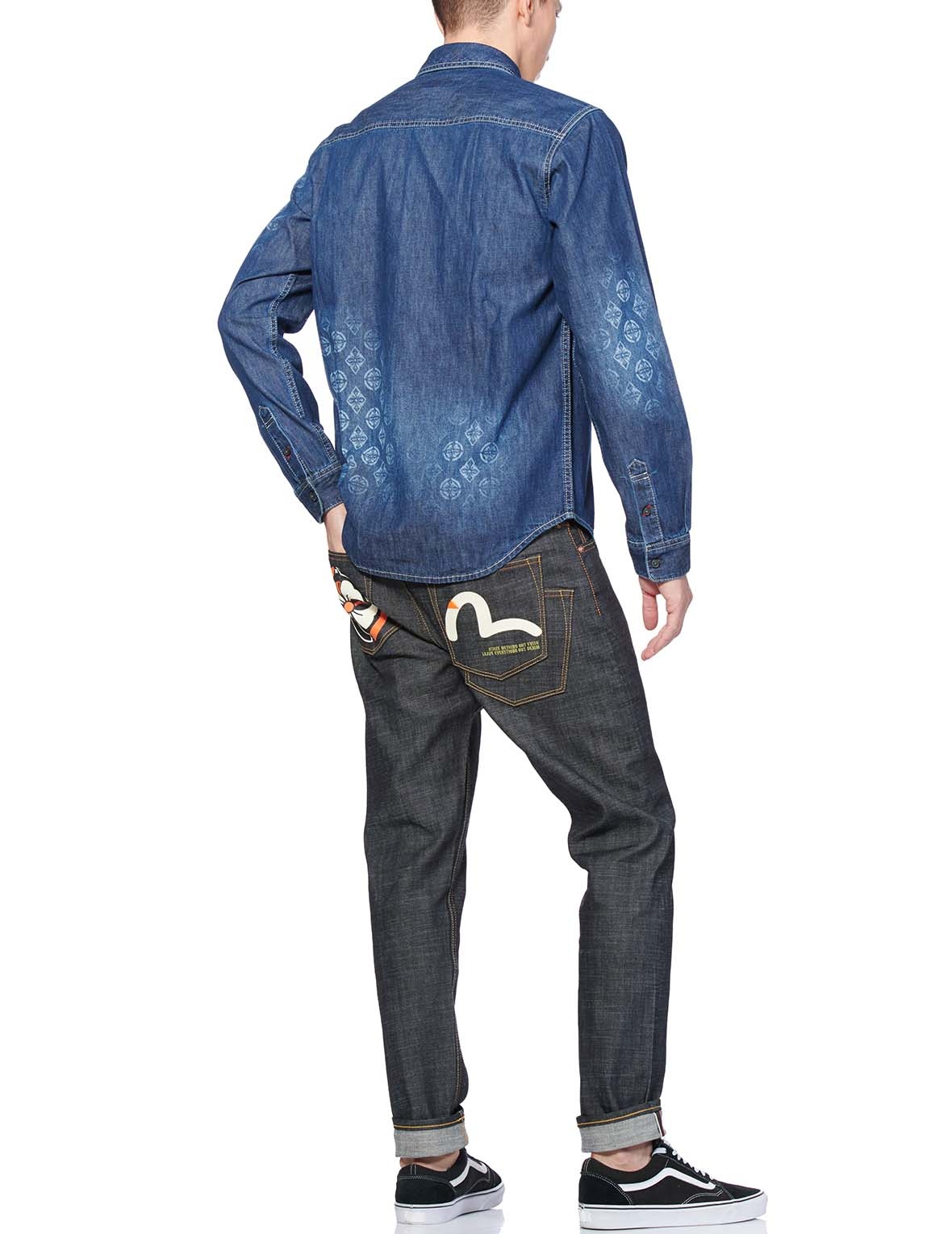 KAMON LASER-PRINTED DENIM SHIRT - 7