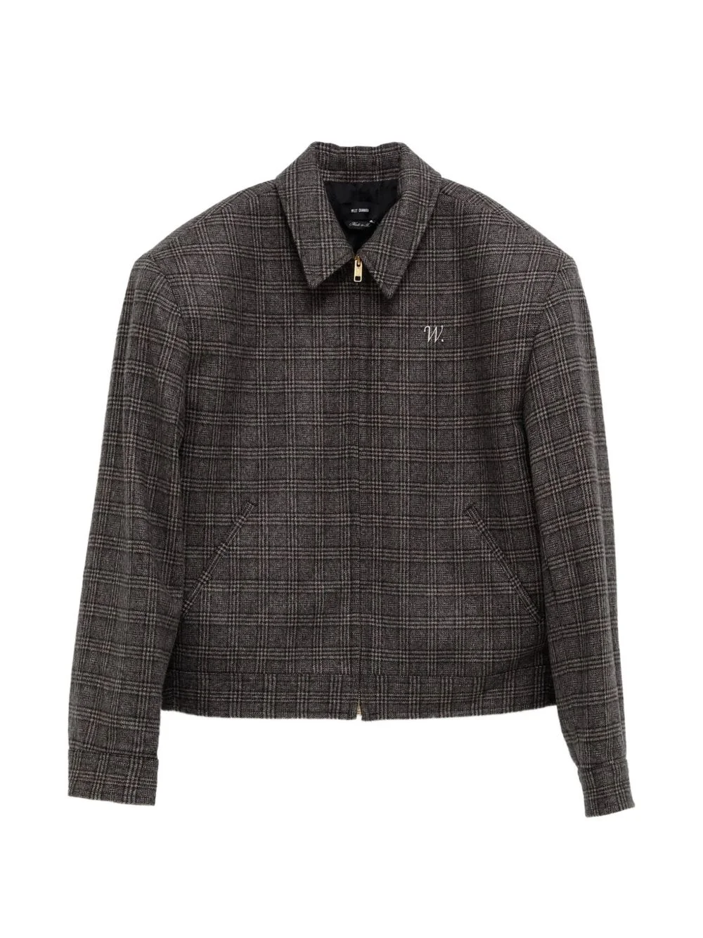 check-pattern embroidered-logo shirt jacket - 1