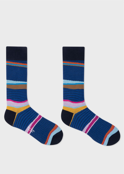 Paul Smith Blue 'Plains' Stripe Socks outlook