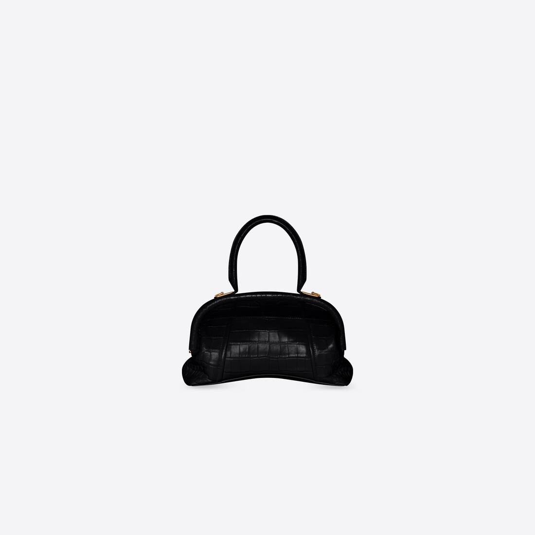 Women's Editor Small Bag Crocodile Embossed in Black - 2