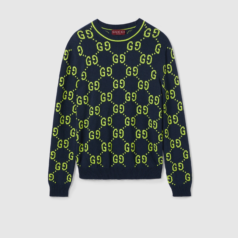 GG cotton jacquard crewneck sweater 1