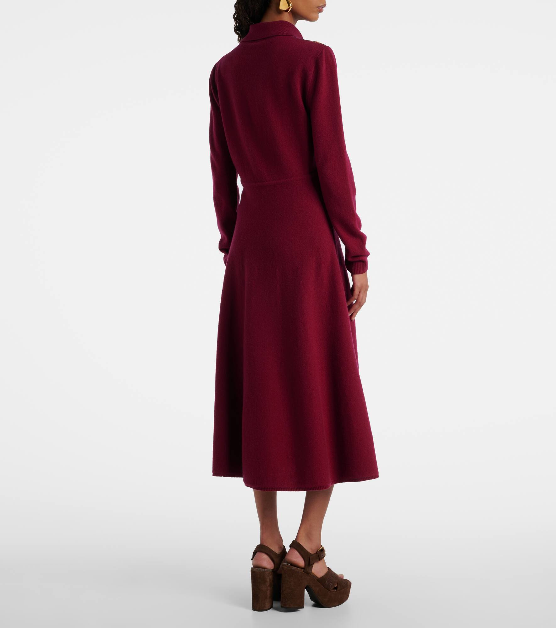 Silk, wool, and cashmere shirt dress - 3