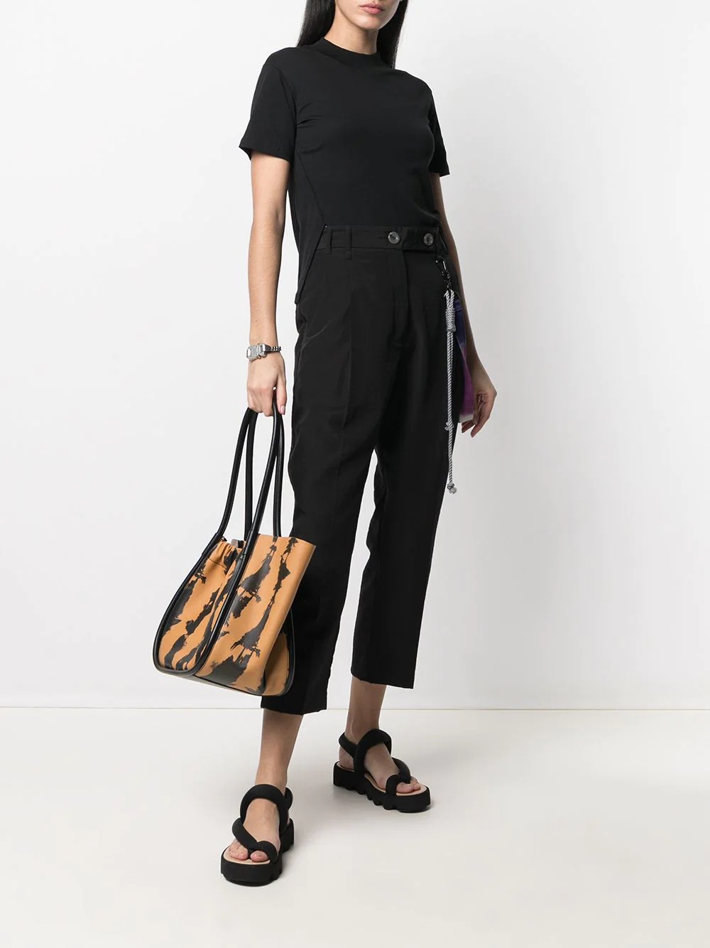 side-slit cotton T-shirt - 2