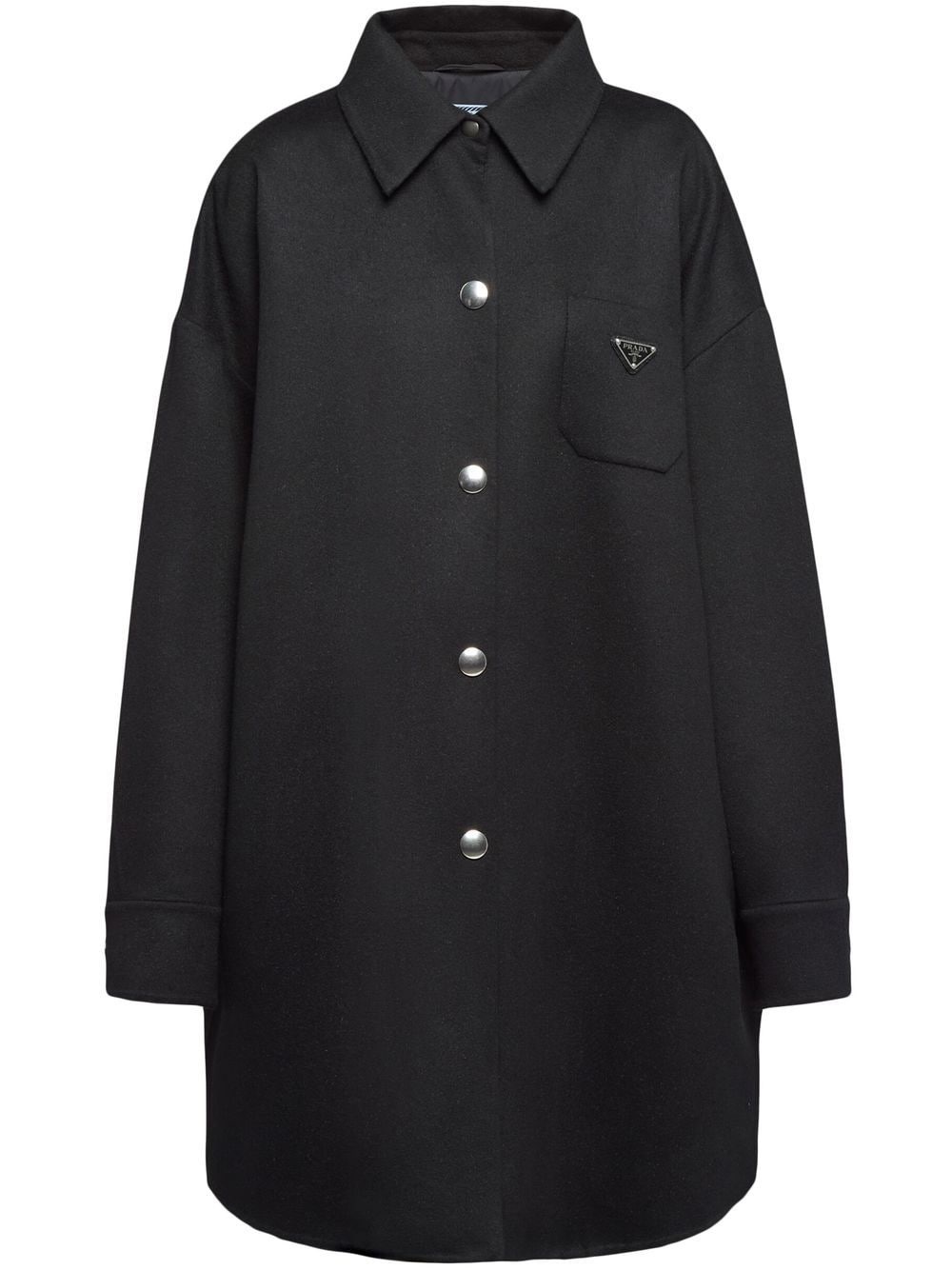 logo-plaque wool coat - 1