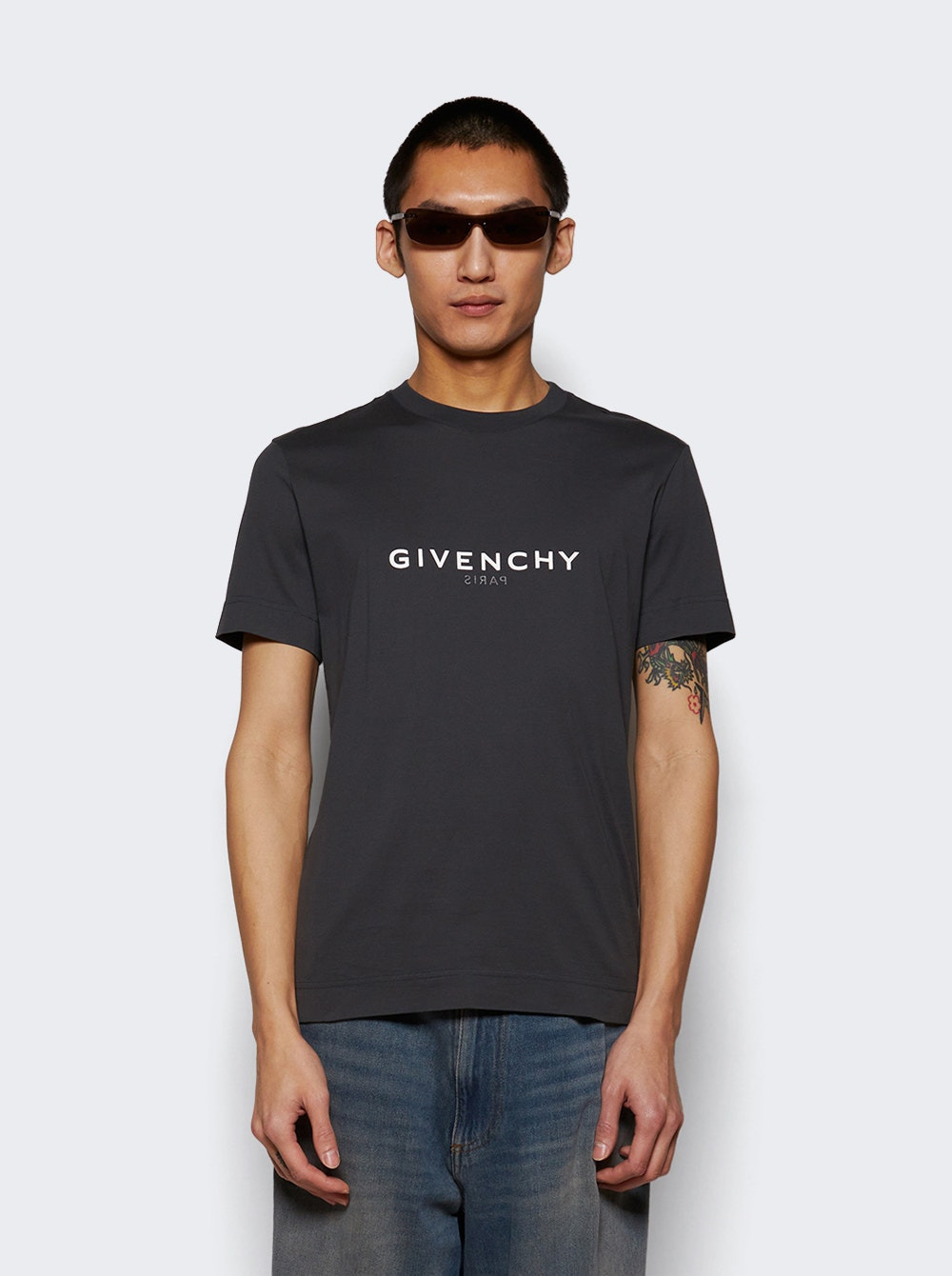 Slim Fit Reverse Print Tee Charcoal - 3