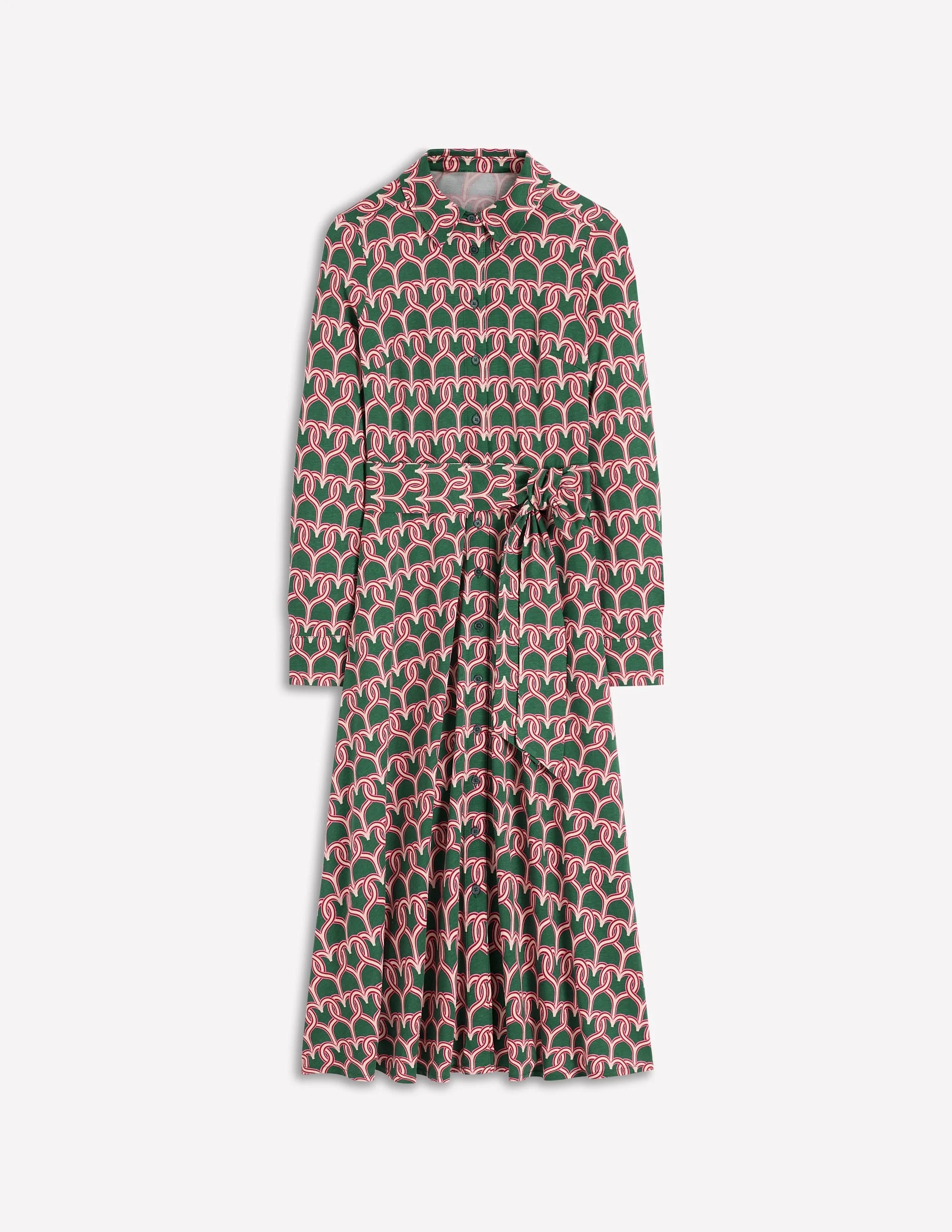 Marcia Jersey Shirt Dress-Hunter Green, Heart Link - 1