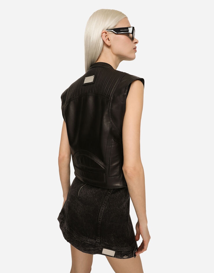 Zip-up leather vest - 5