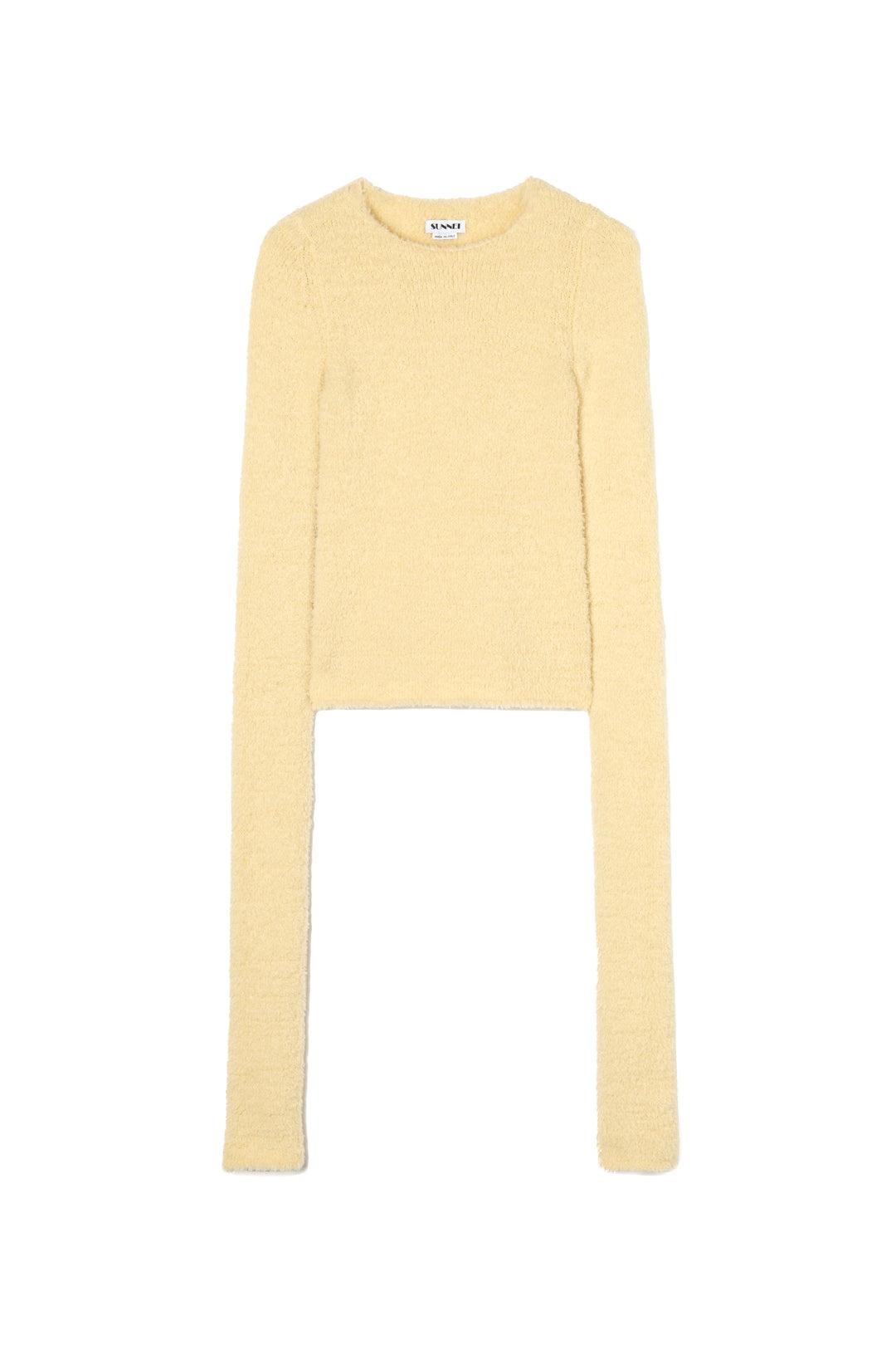 EXTRA-LONG SLEEVES FLUFFY TOP / light yellow - 1