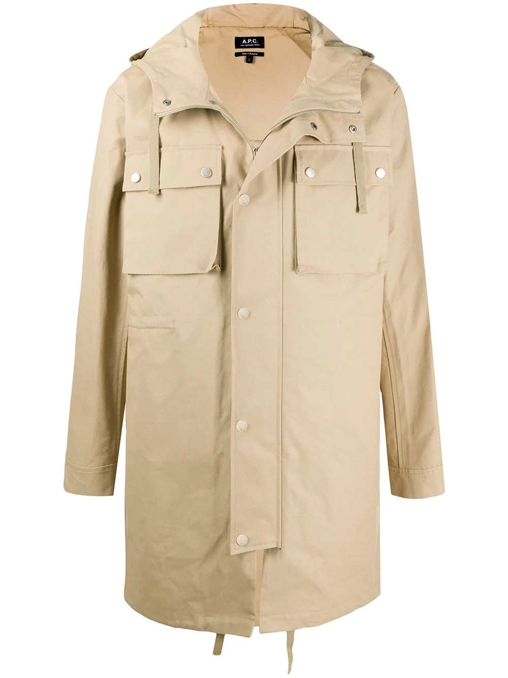 khaki hooded parka - 1