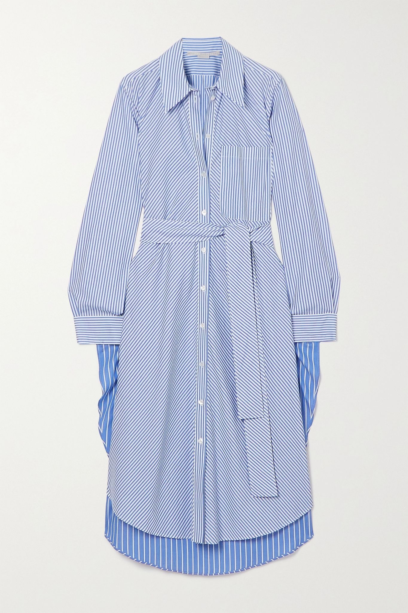 Kyra belted pinstriped cotton-poplin midi shirt dress - 1