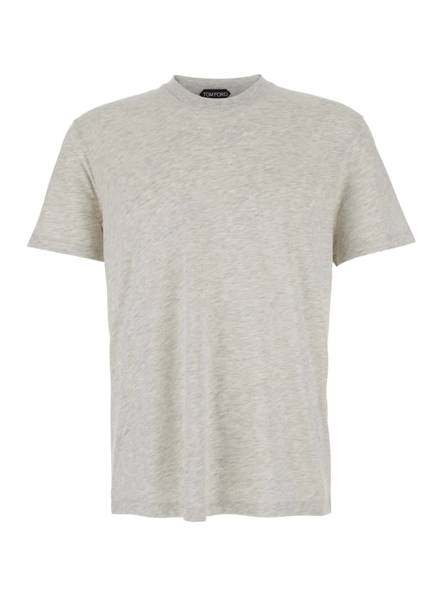 Tom Ford Grey Crewneck T-Shirt In Cotton Blend Woman - 1