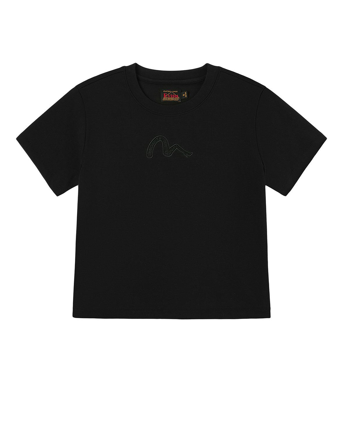 Slogan Embroidery and High-heeled Seagull Slim Fit T-Shirt - 11