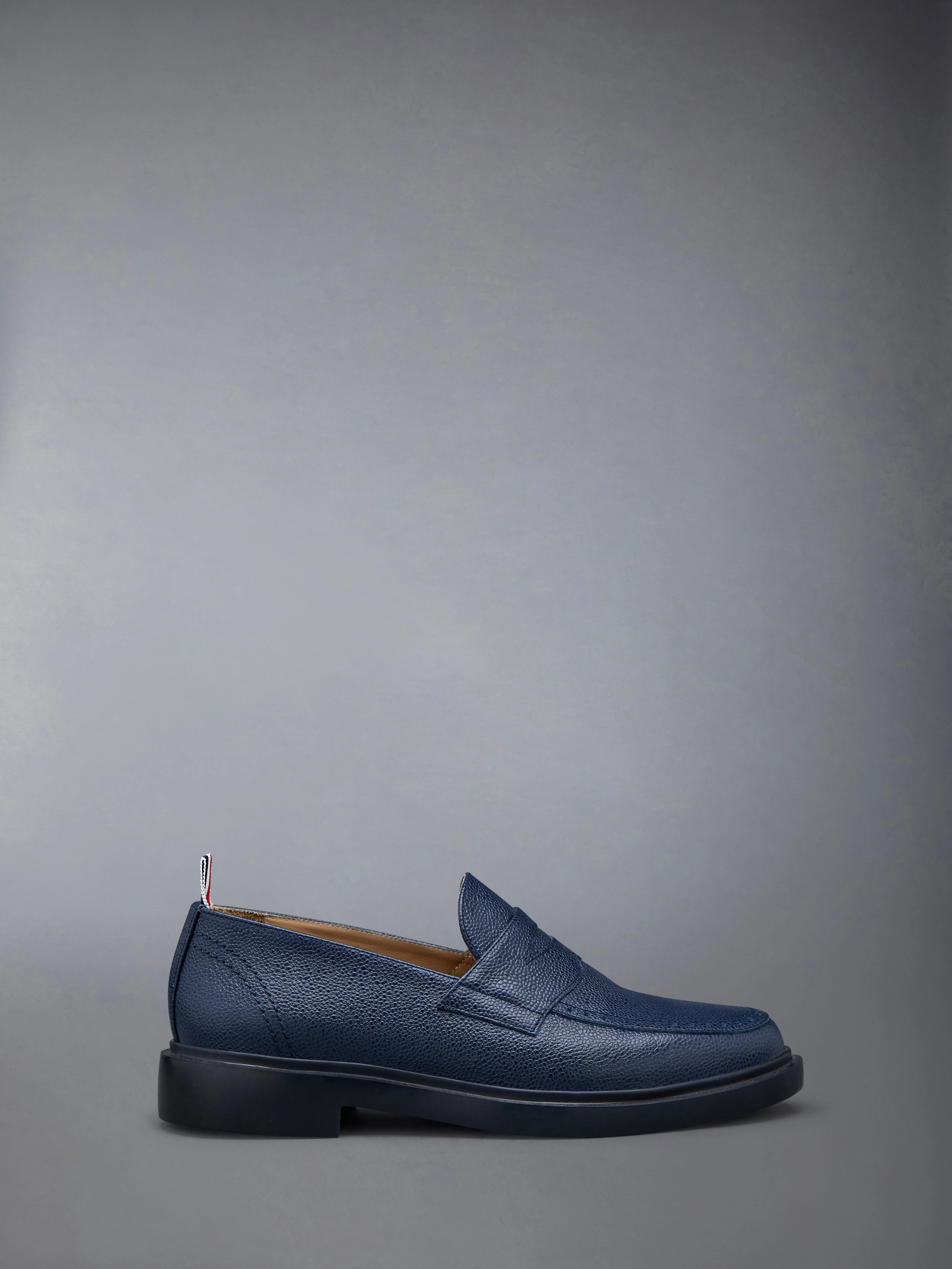Pebble Grain Leather Rubber Sole Penny Loafer - 1