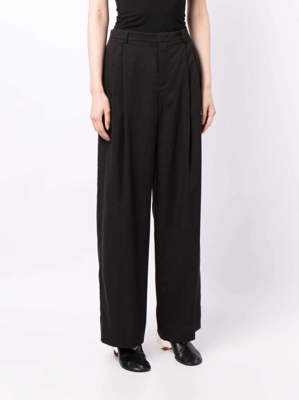 pleated wide-leg trousers - 3