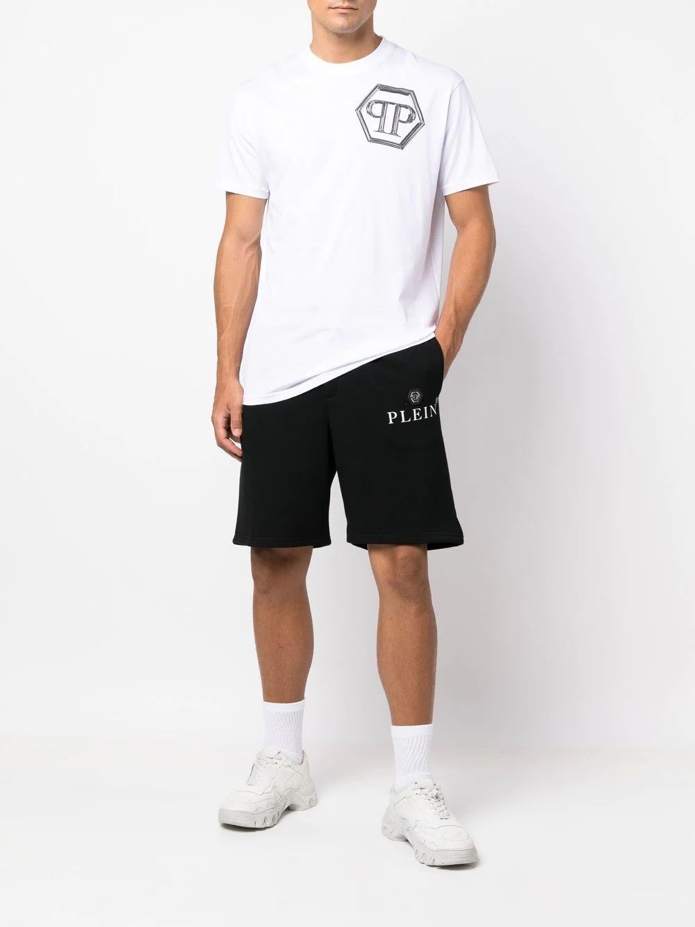 logo-patch drawstring track shorts - 2