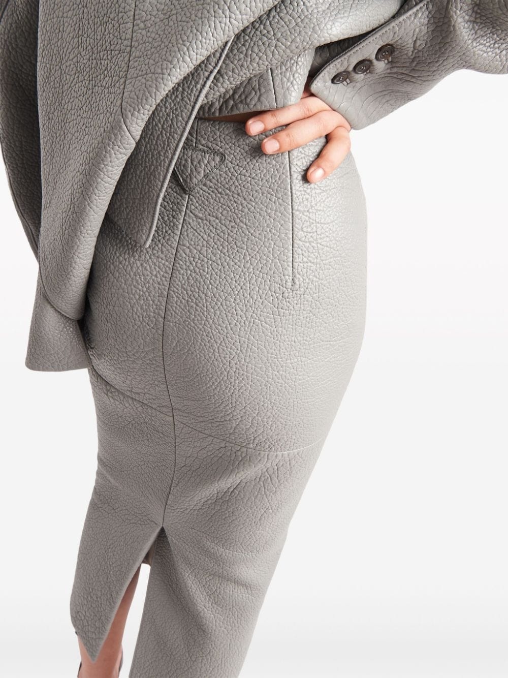 textured-leather midi skirt - 4