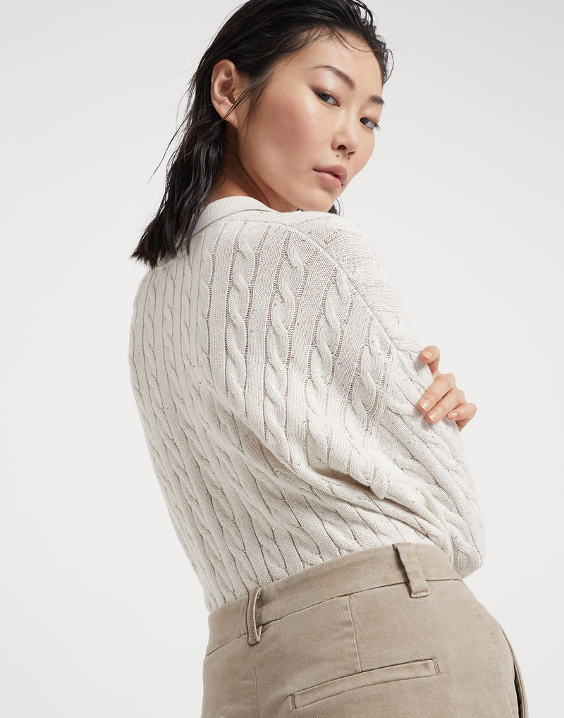 Garment-dyed cigarette trousers in stretch cotton drill with monili 3