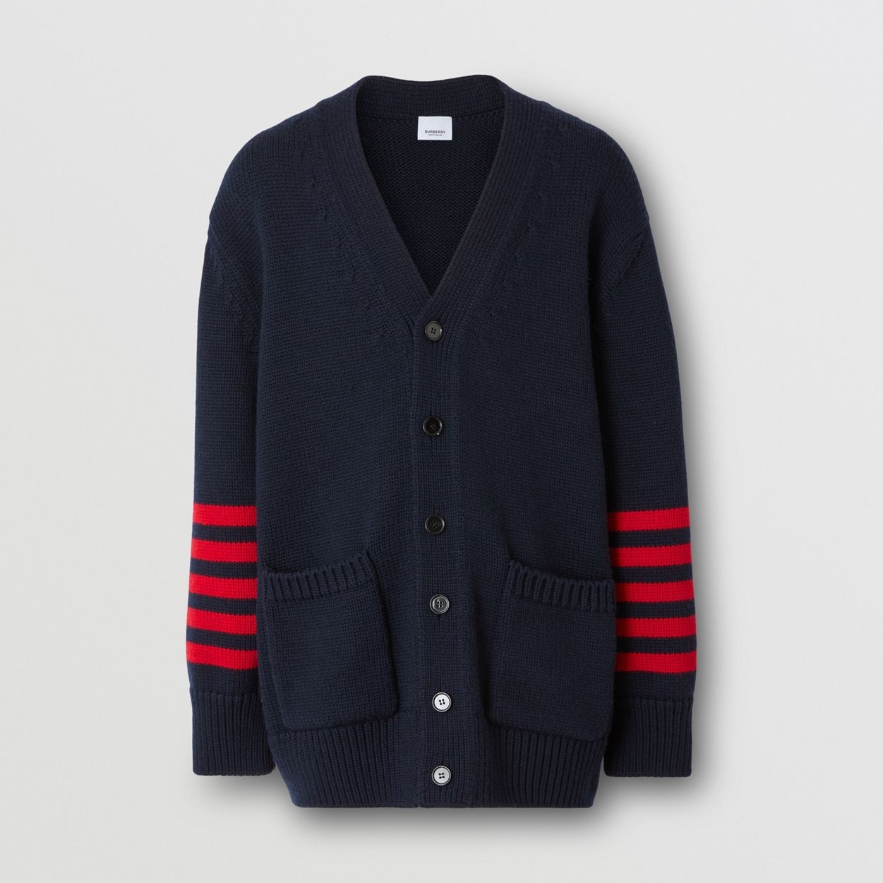 Stripe Detail Wool Cardigan - 4