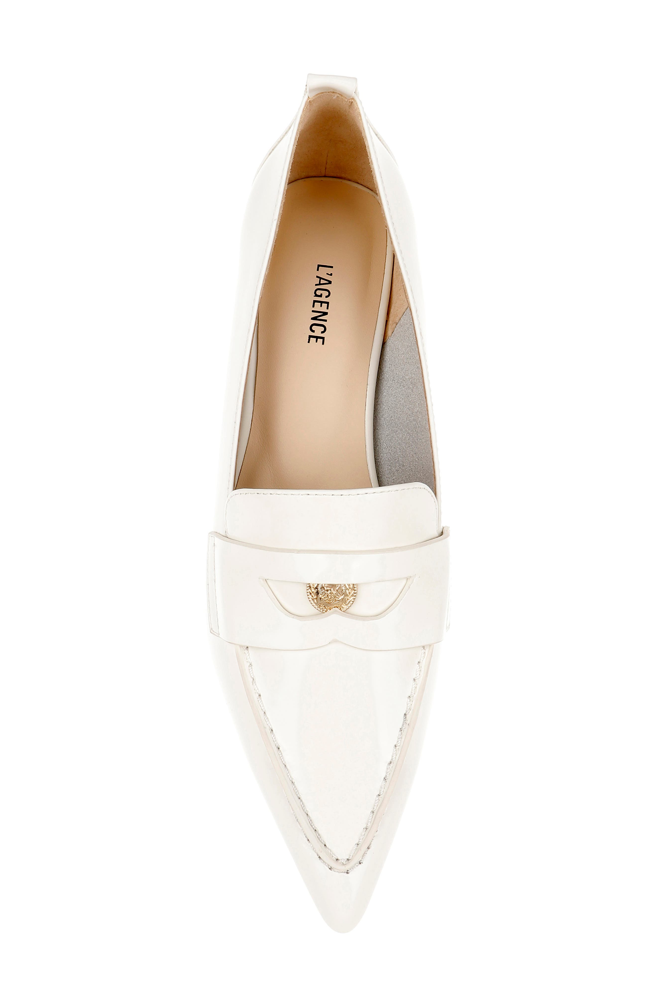 L'AGENCE Maelys Pointed Toe Penny Loafer in Pearl Leather at Nordstrom - 5