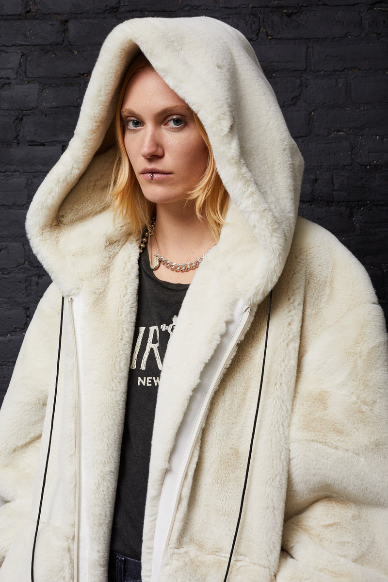 R13 OVERSIZED ZIP HOODIE COAT - ECRU outlook