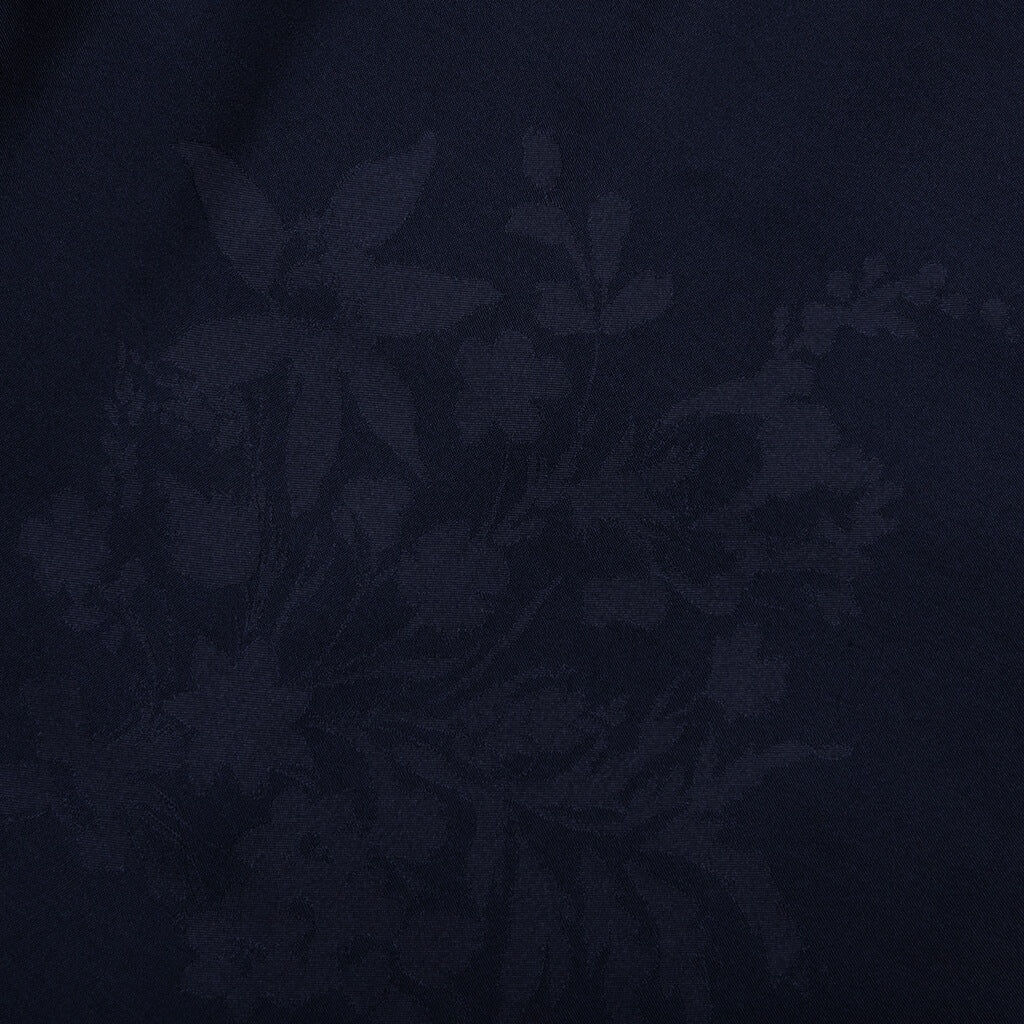 SILK FLORAL JACQUARD PANTS - NAVY - 5