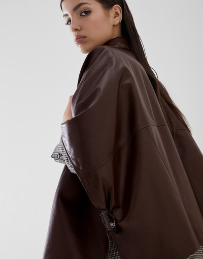 Brunello Cucinelli Lux nappa leather cape with shiny details outlook