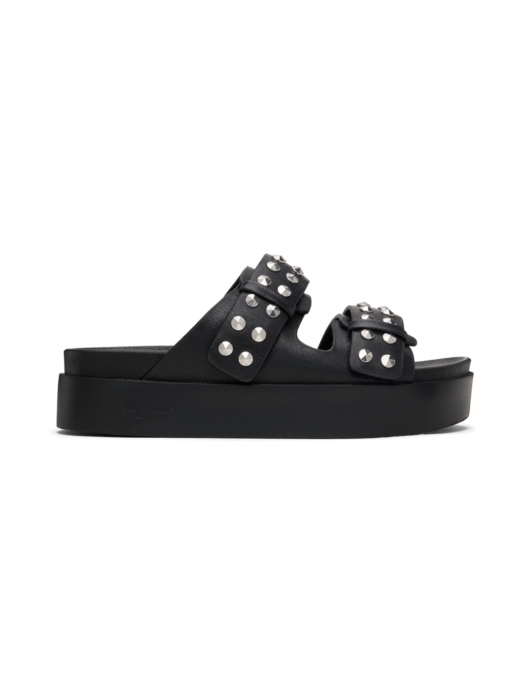 Black Geo Stud Platform Sandal - 1