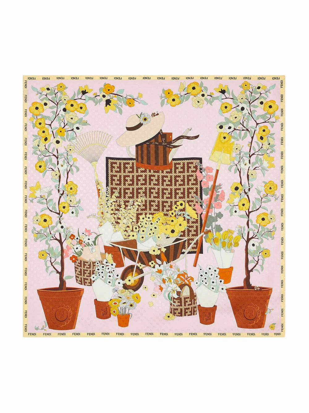 Fendi Women Foulard 90X90 Stampa Fendi Gardening - 1