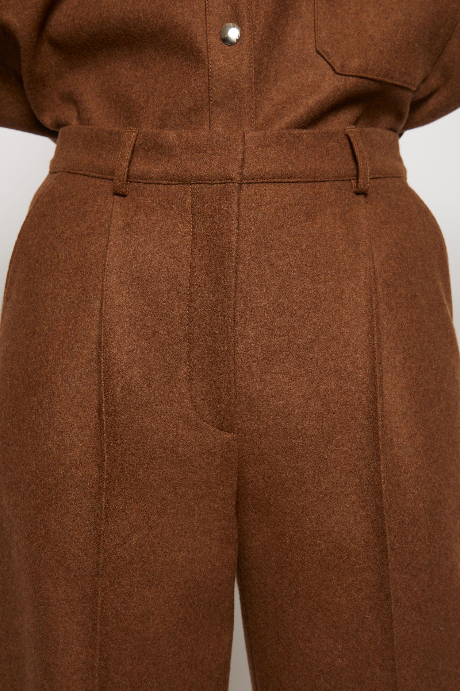 Tapered wool-blend trousers cognac brown - 6