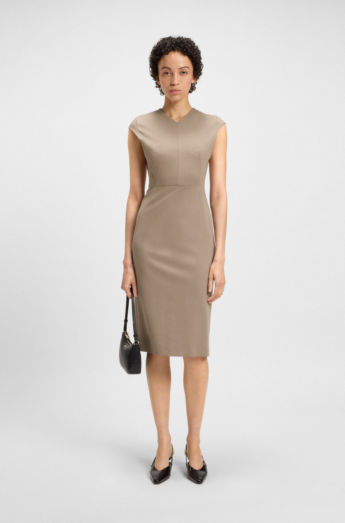 CAP-SLEEVE DRESS IN STRETCH FABRIC - 2