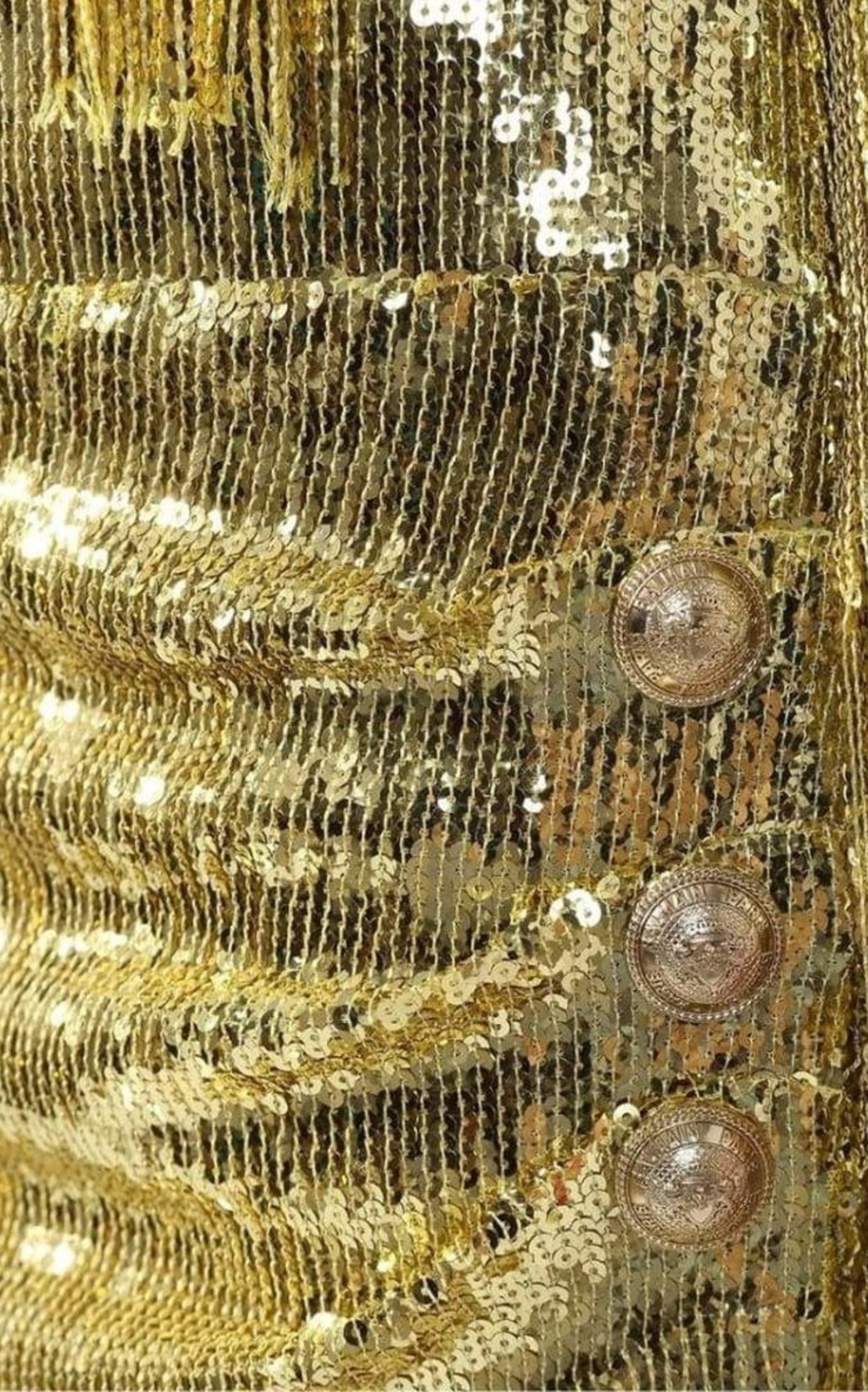 Fringed Gold Sequined Midi Dress - 6