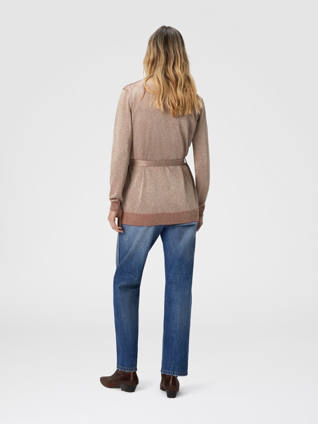 Cardigan with Belt in Lamé - 3