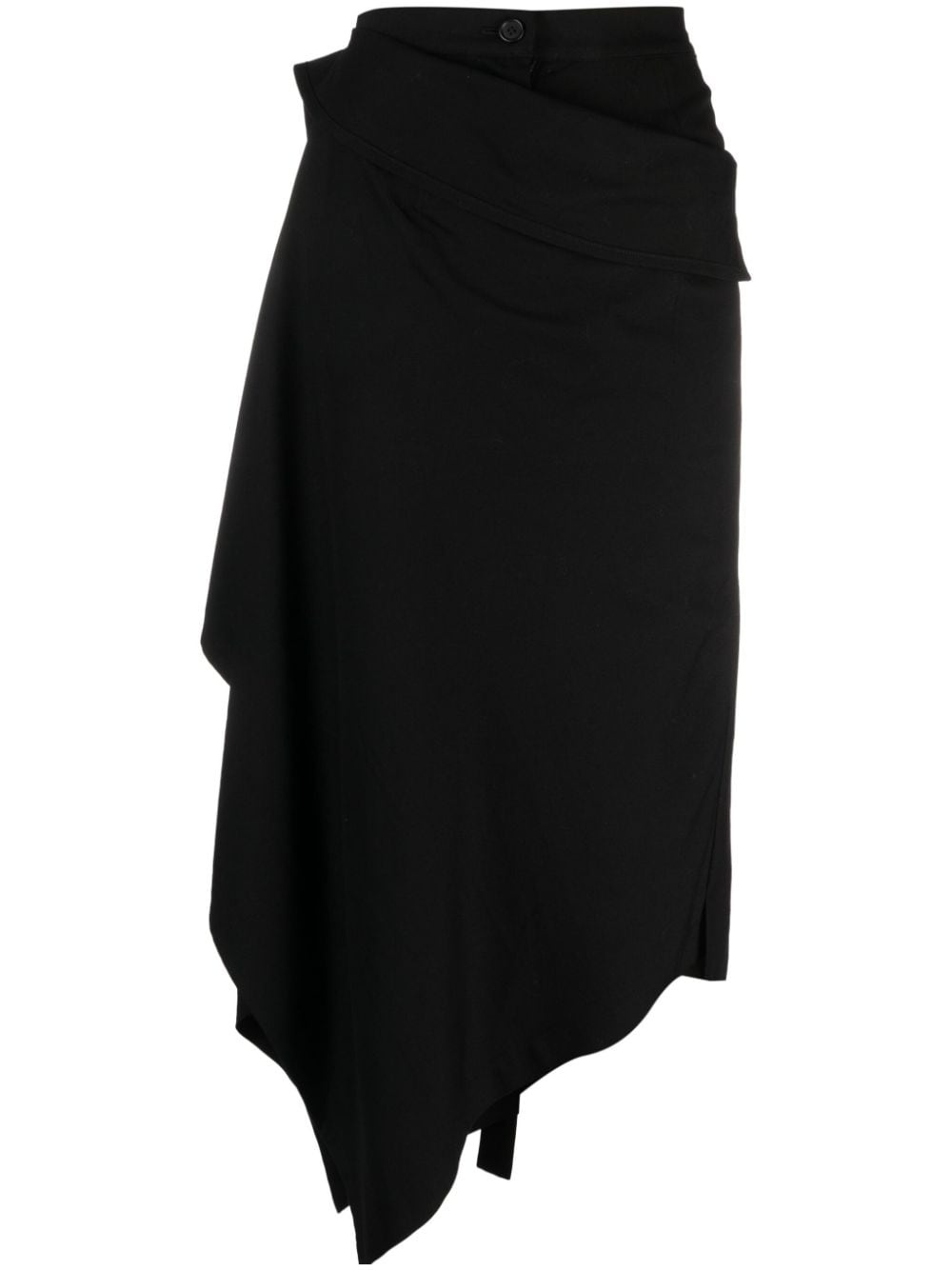 asymmetric draped midi skirt - 1