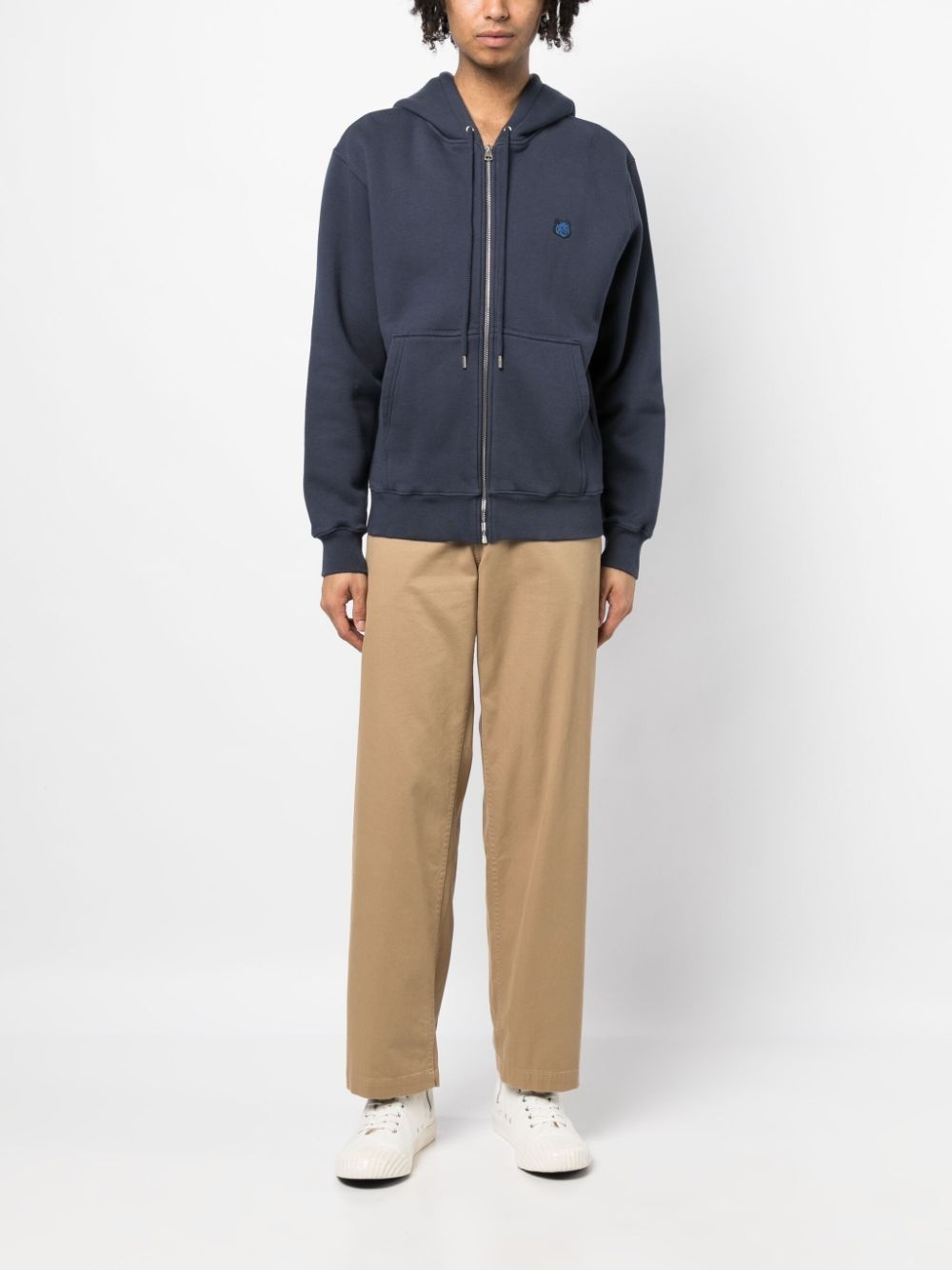 Fox-patch cotton drawstring hoodie - 2