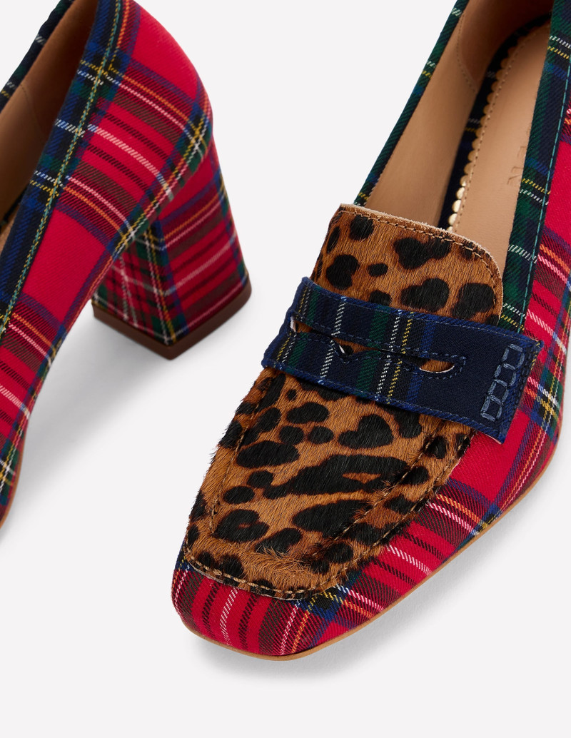 Sol Block Heeled Penny Loafers-Tartan Check 5