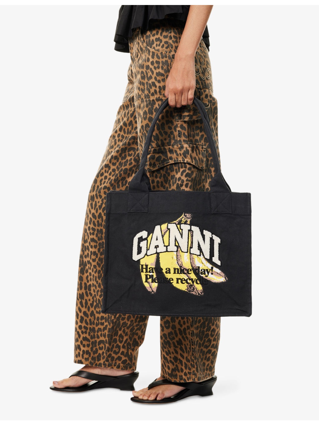 Banana-Print Large Cotton Shopper Bag - 2