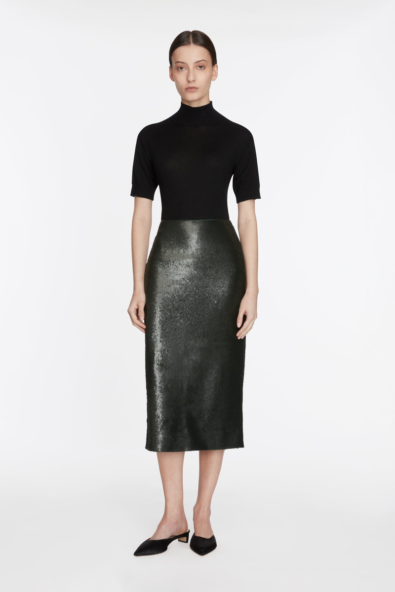 EMILIA WICKSTEAD Bethan Skirt In Dark Green Sequin outlook