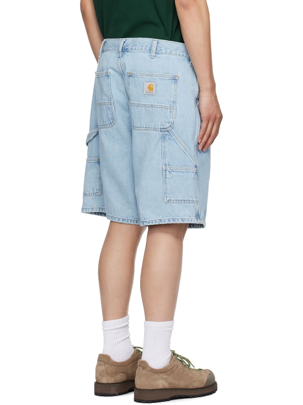Blue Double Knee Denim Shorts - 3