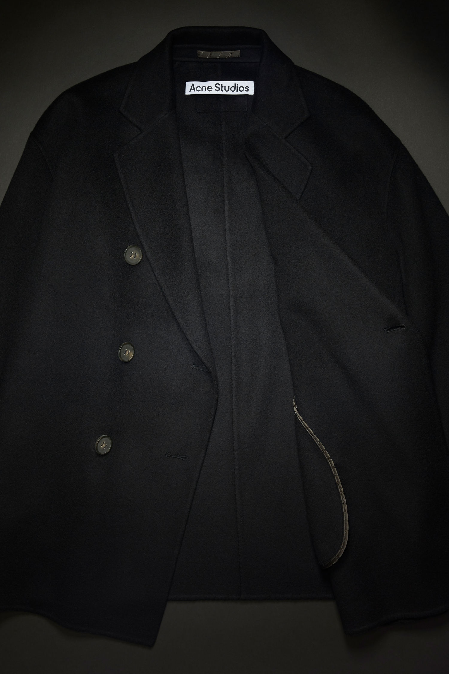 Double-breasted wool coat black - 6
