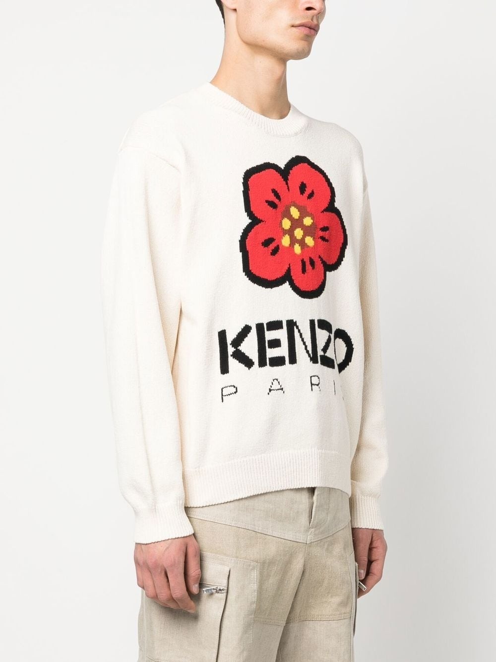 knitted flower logo jumper - 3