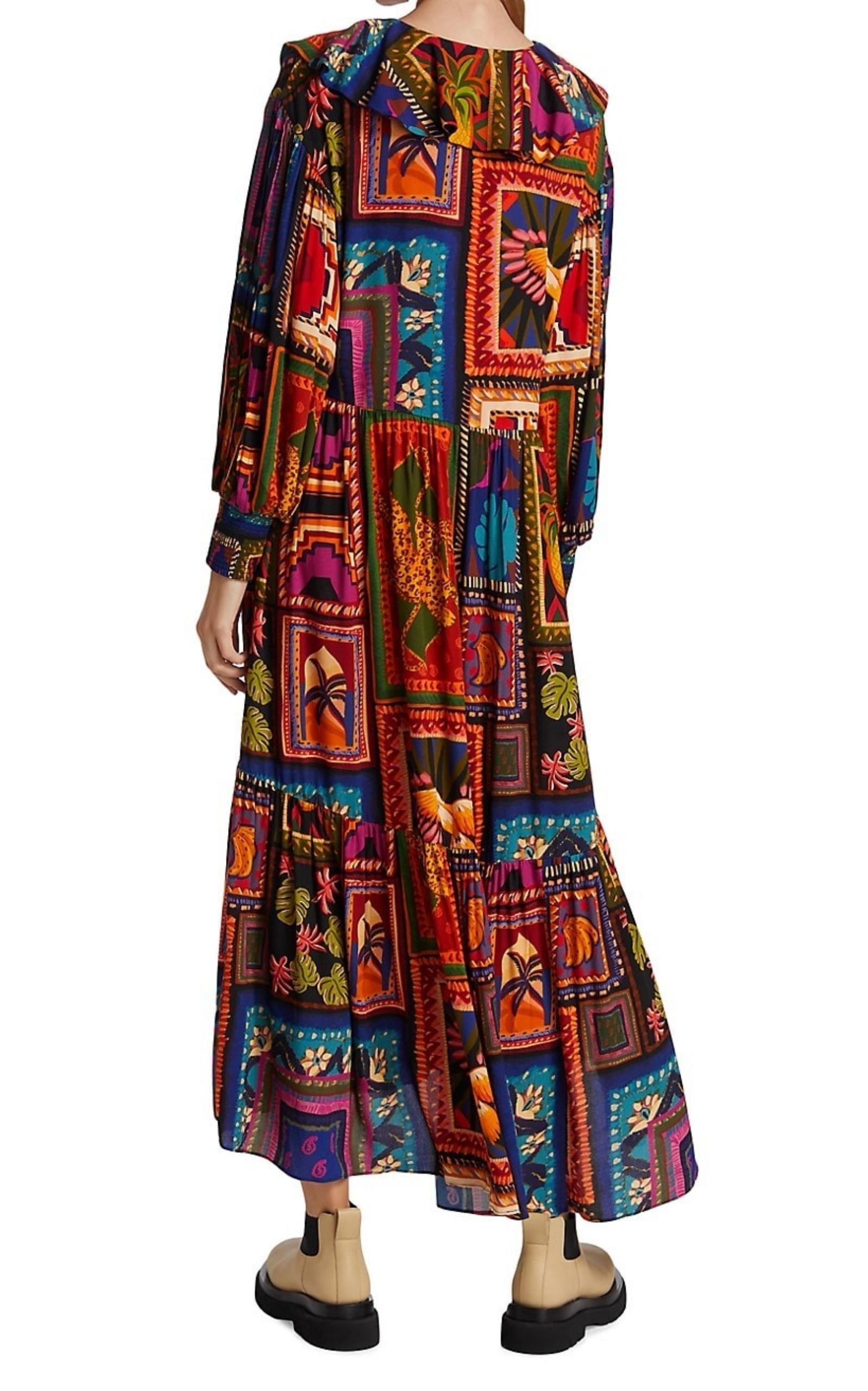 Patchwork Tapestry Ankle Maxi Dress - 5