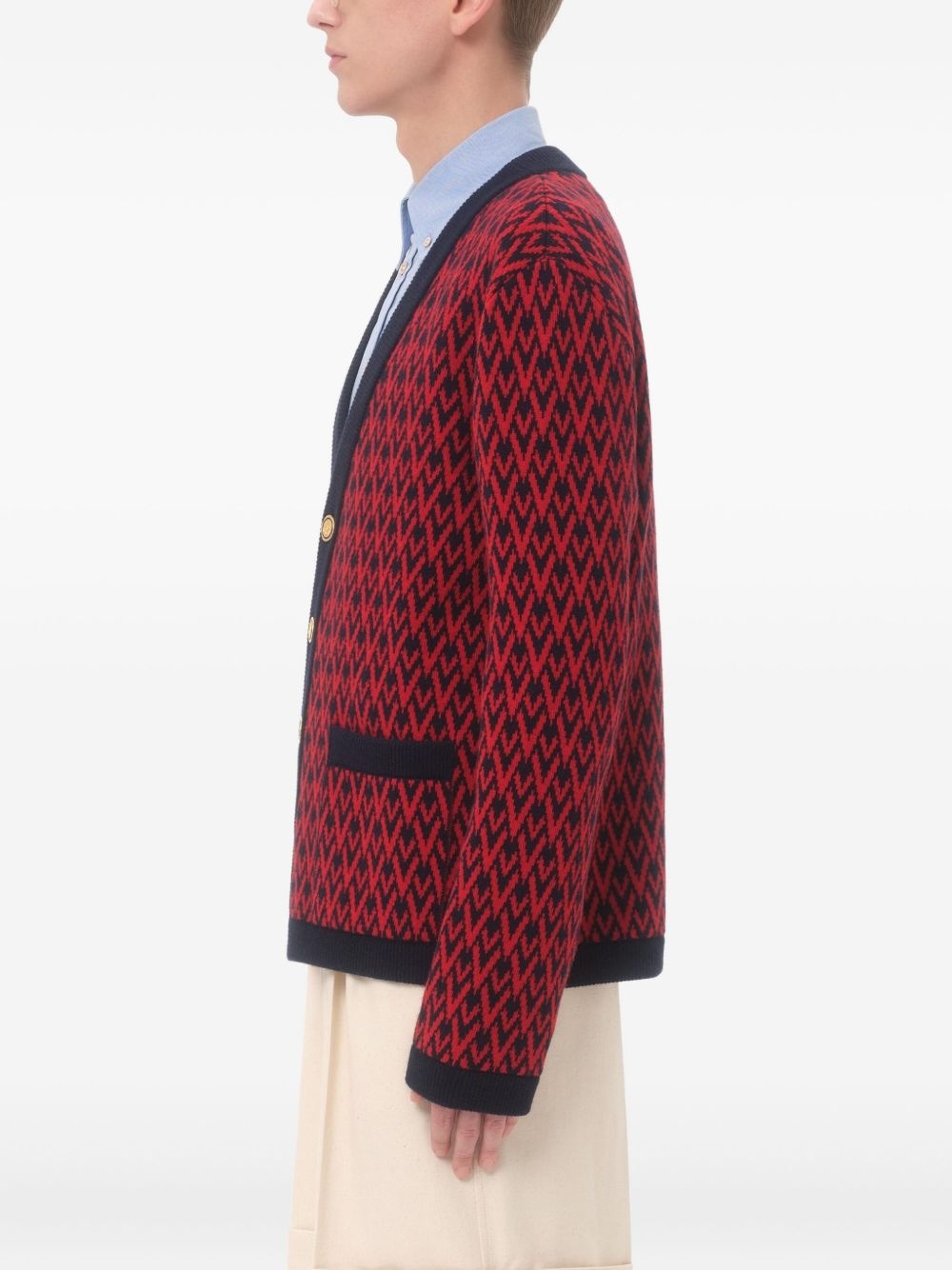 diamond-patterned cardigan - 4