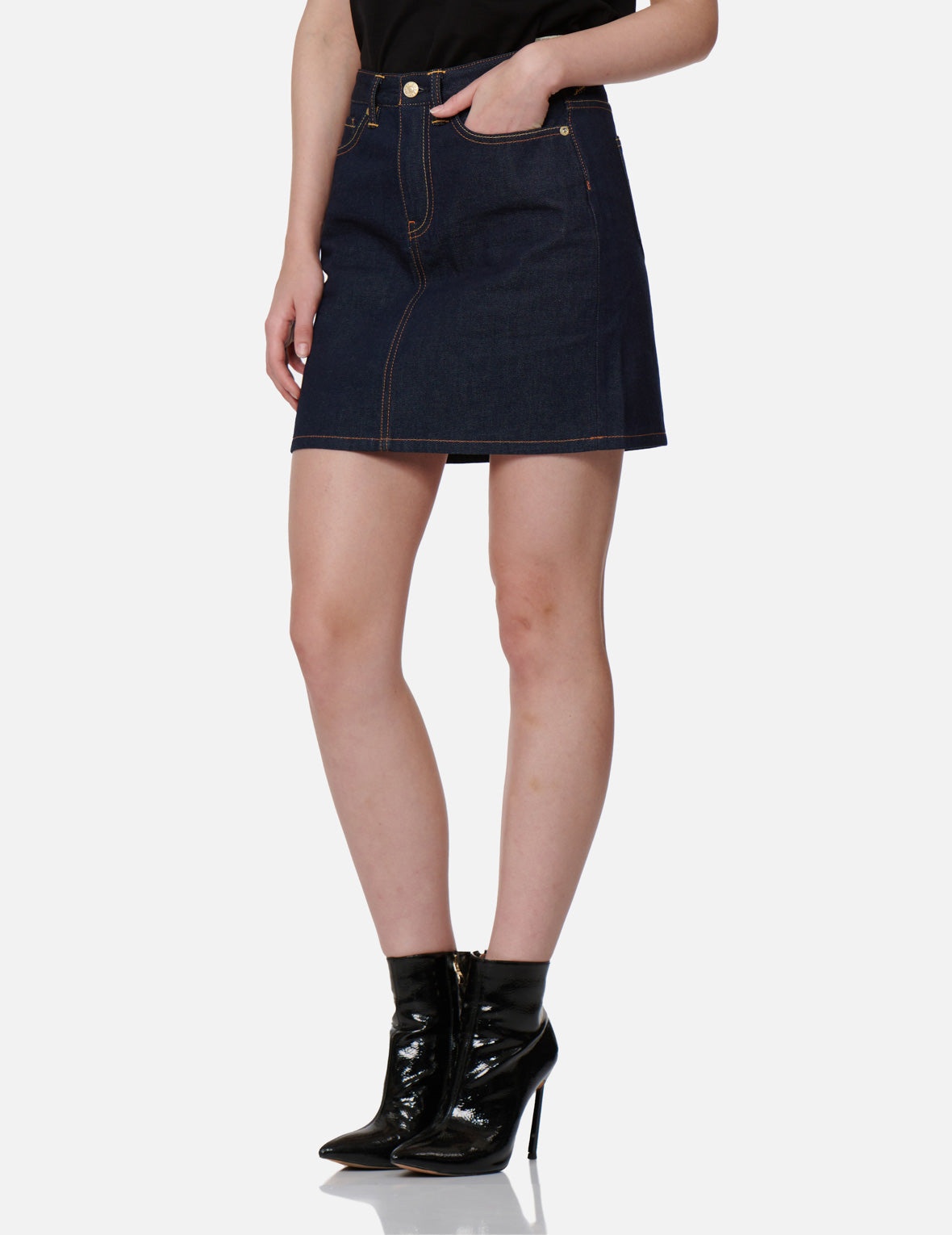 Tattoo Koi-pattern Seagull Embroidery Denim Skirt - 8