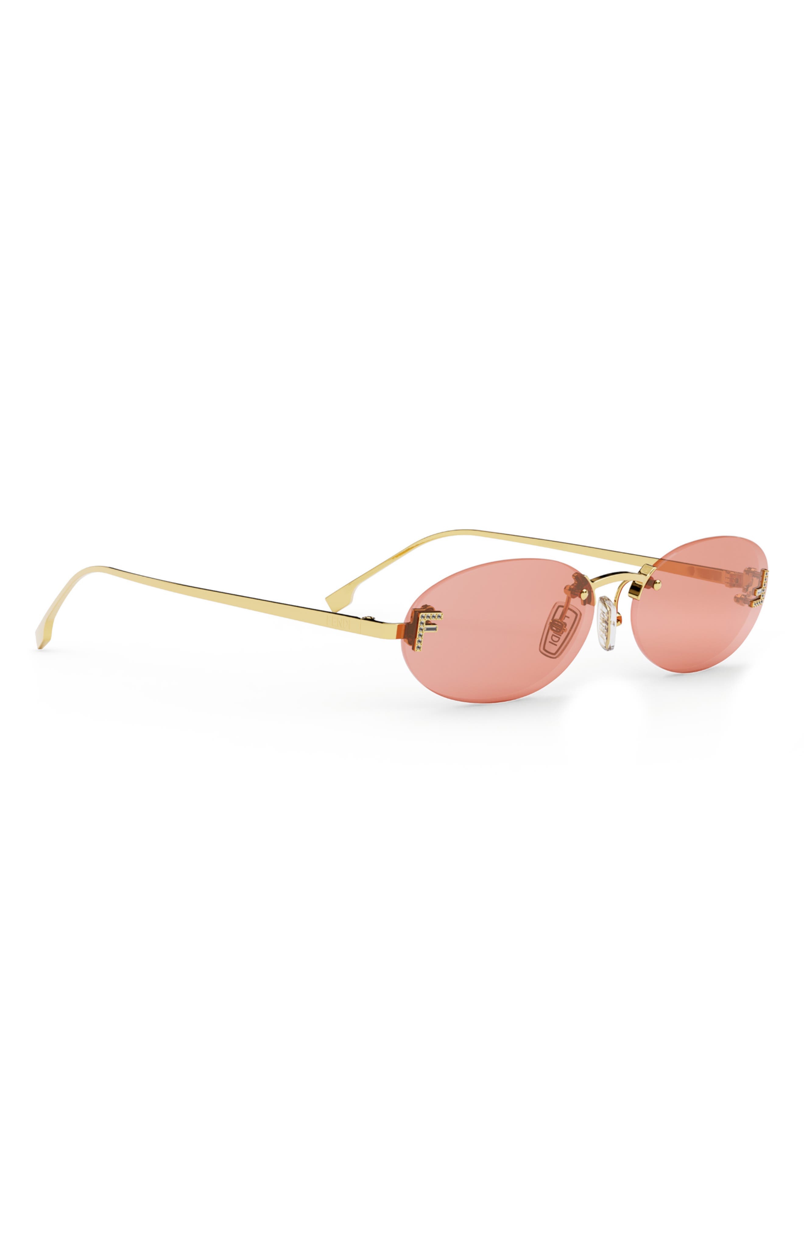 'Fendi First 54mm Oval Sunglasses in Shiny Endura Gold /Bordeaux at Nordstrom - 4