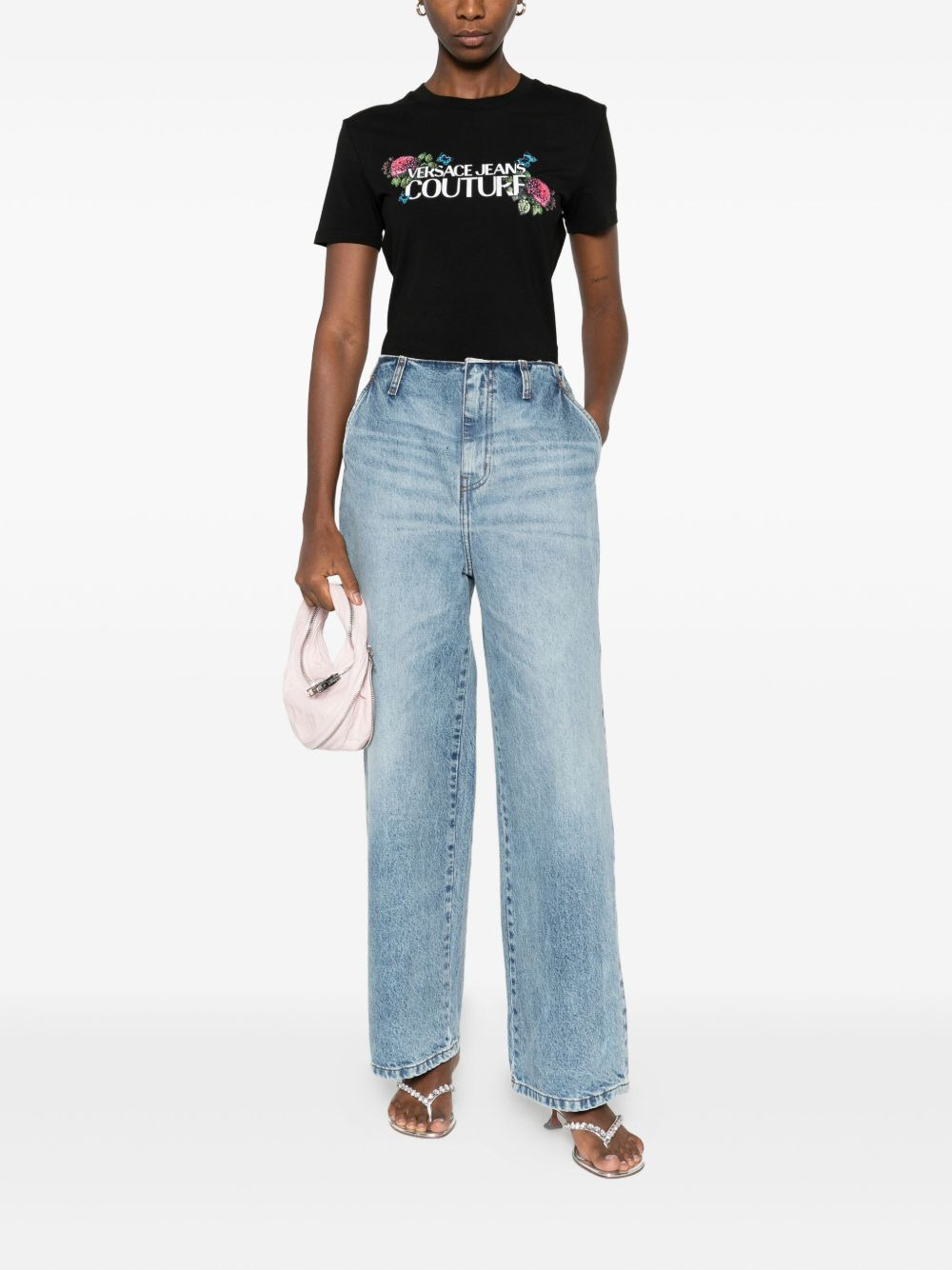 floral-embellishment T-shirt - 2