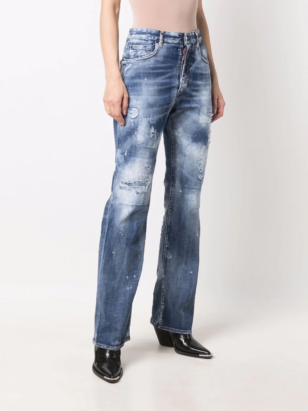 high-waisted tie-dye jeans - 3