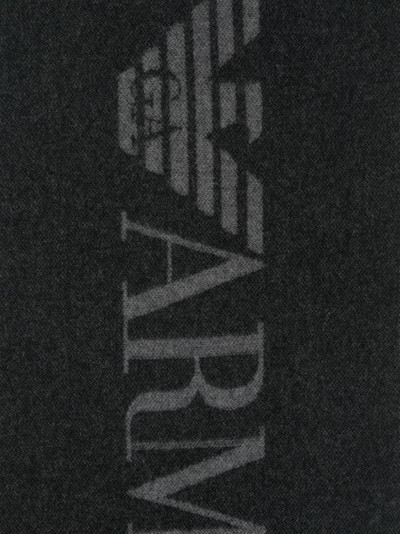 EMPORIO ARMANI logo-jacquard fringed scarf outlook