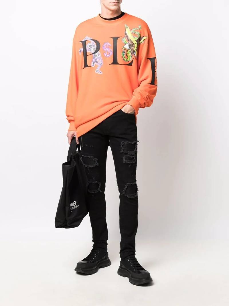 PHILIPP PLEIN graphic-print cotton sweatshirt outlook